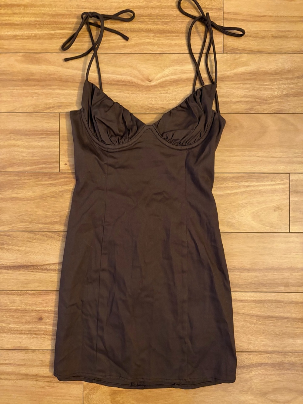 White Fox Boutique Brown Mini Dress with Tie Straps
